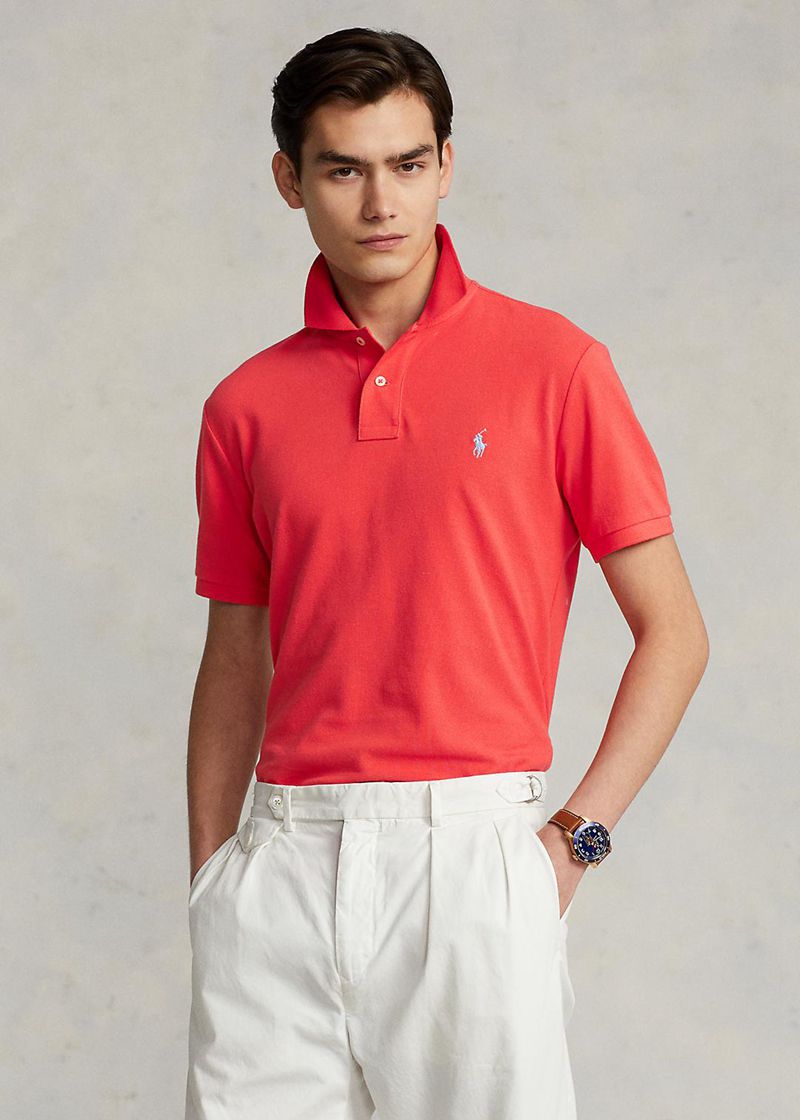 Poleras Polo Polo Ralph Lauren Hombre Custom Slim Fit Mesh Chile Rojas ZOQKB-2589